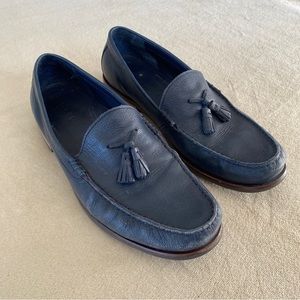 Cole Haan navy leather tassel loafers